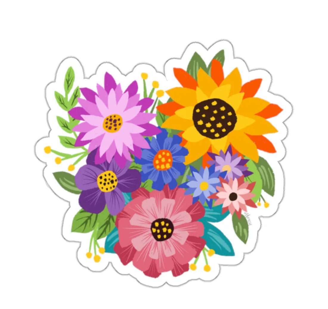 Heart shaped floral sticker