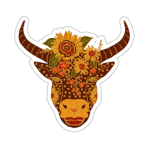 Introducing My Floral Cow Die-Cut Sticker Collection: Add a Whimsical Touch to Your Life