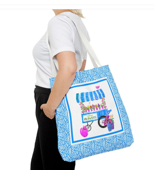 Spring Flower Cart Collage Tote Bag