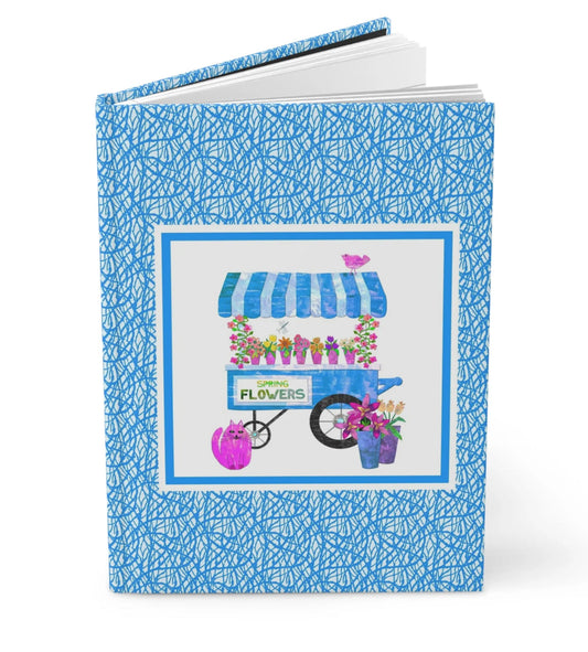 Spring flower cart collage hardcover journal