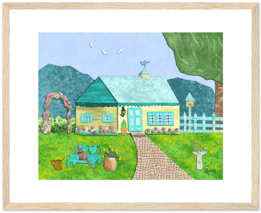 Enchanted Cottage Digital Painted Paper Collage