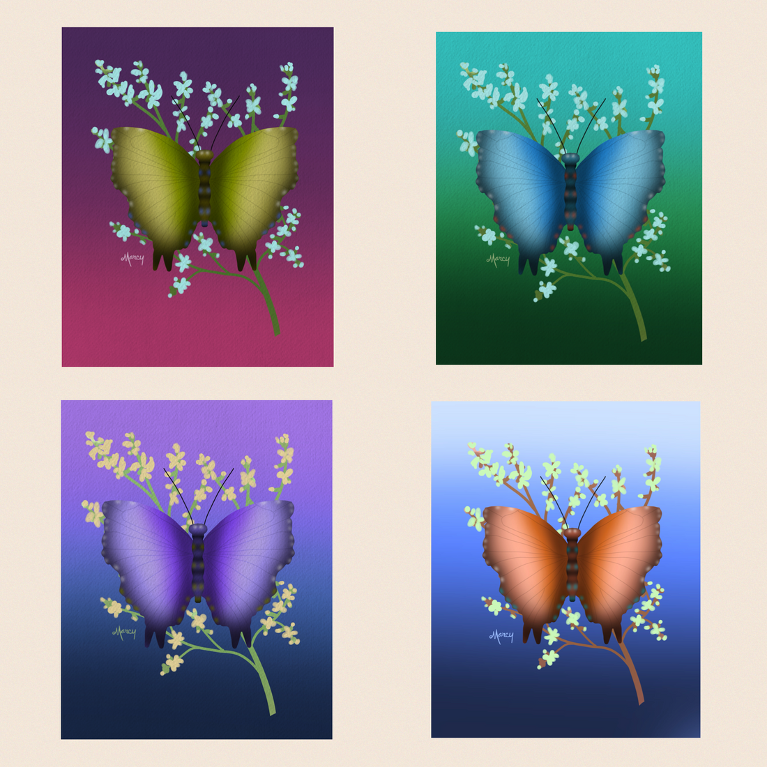 Gradient Color Butterflies