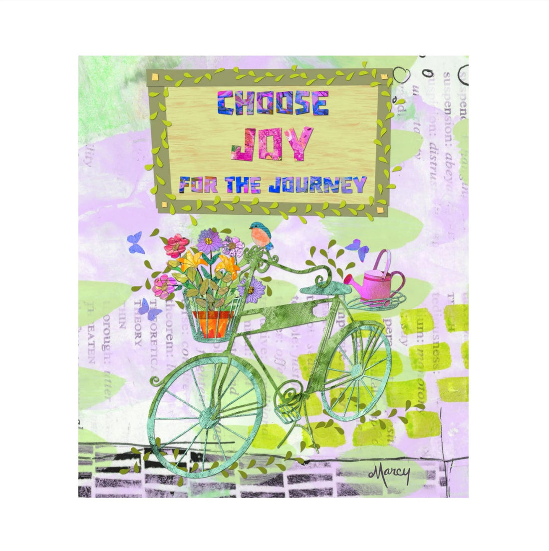 Choose Joy bicycle collage illustration
