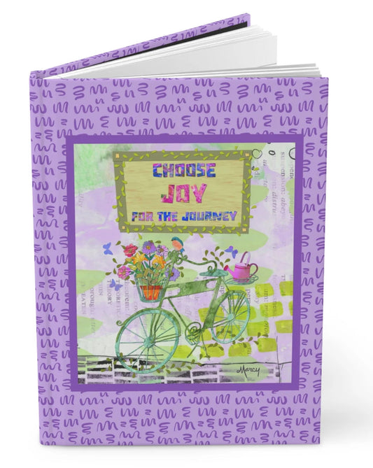 Choose joy bicycle collage hardcover journal
