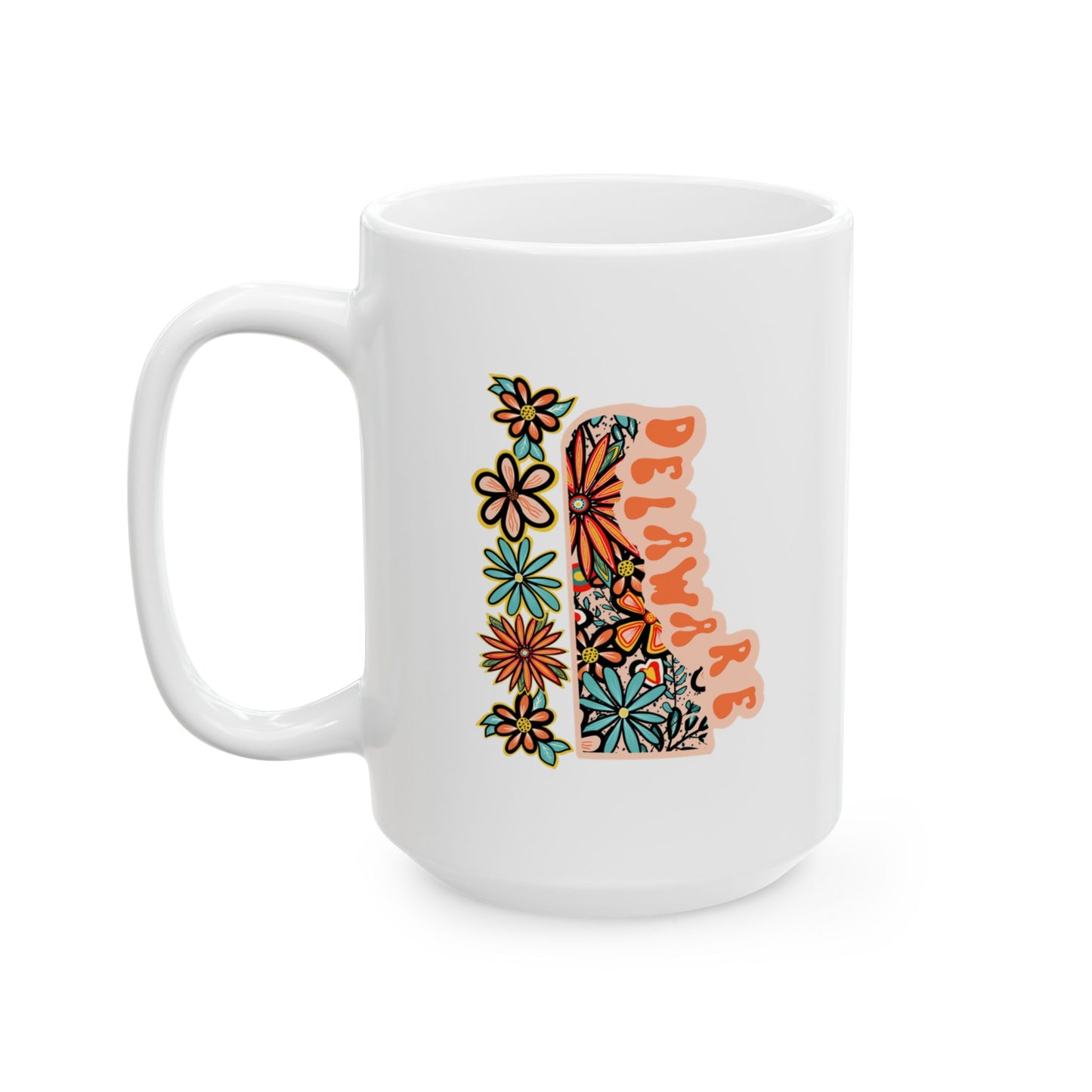 Retro 70s Flowers Delaware Ceramic Mug 11 oz and 15 oz