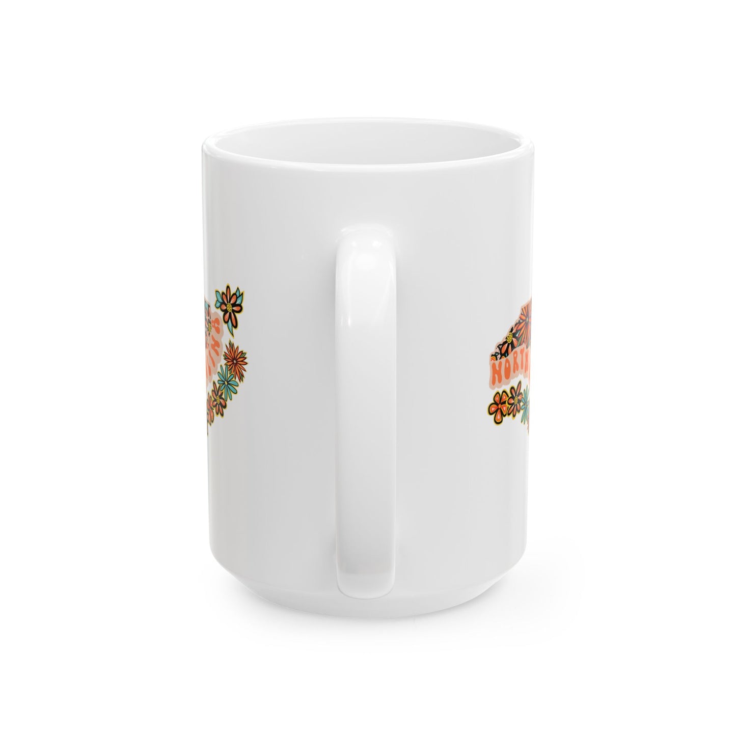 Retro 70s Flowers North Carolina Ceramic Mug 11 oz and 15 oz