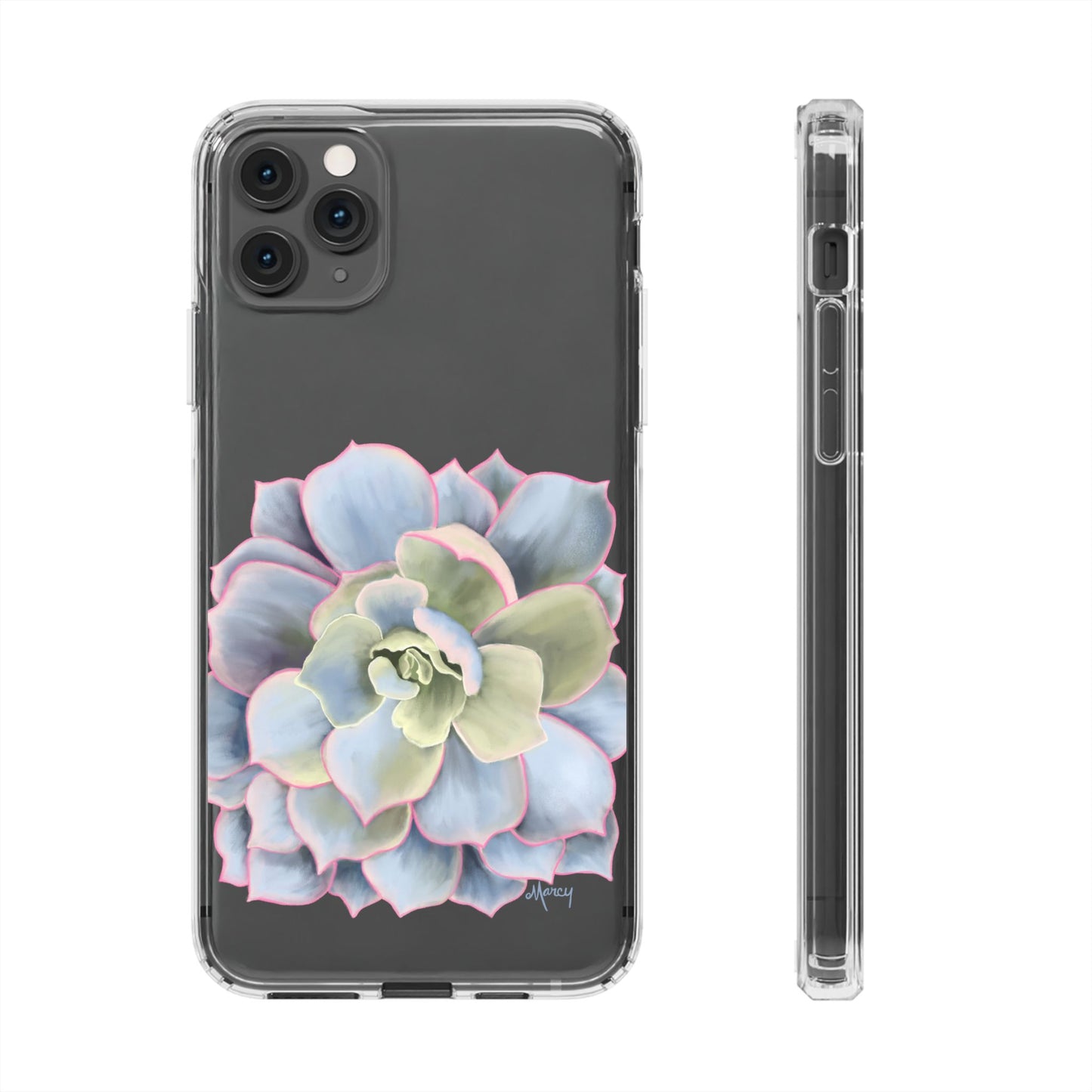 Blue and Green Succulent Clear Cases