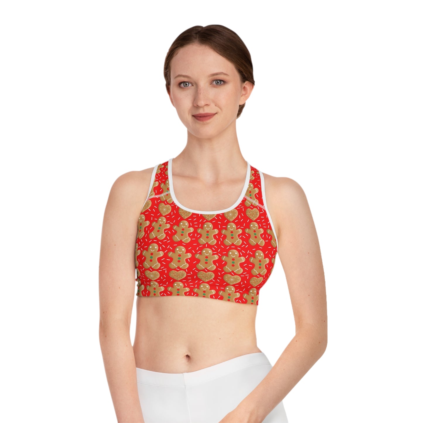 Gingerbread Men & Hearts Sports Bra