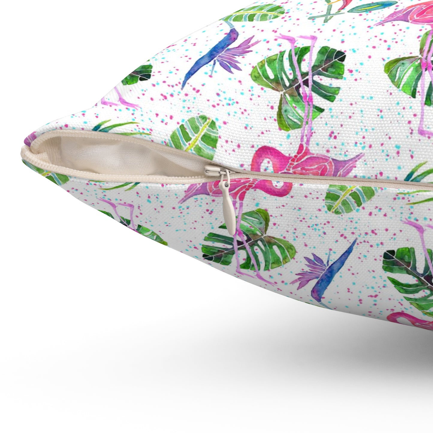 Flamingo Party Spun Polyester Square Pillow