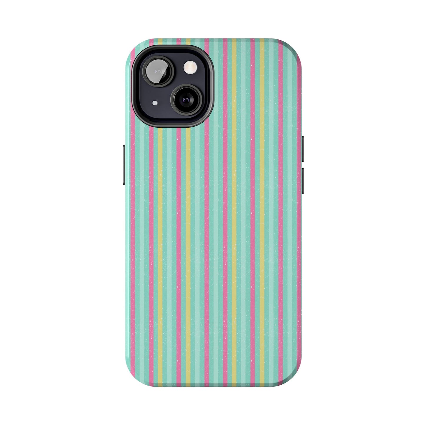 Pastel Christmas Stripes on Turquoise Tough Phone Cases