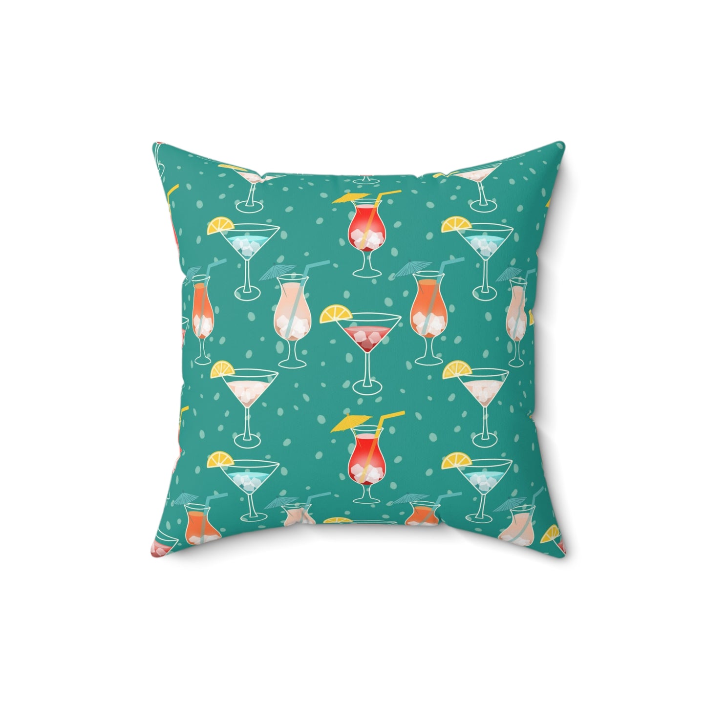 Cocktails Square Throw Pillow: Colorful Mixology Delight