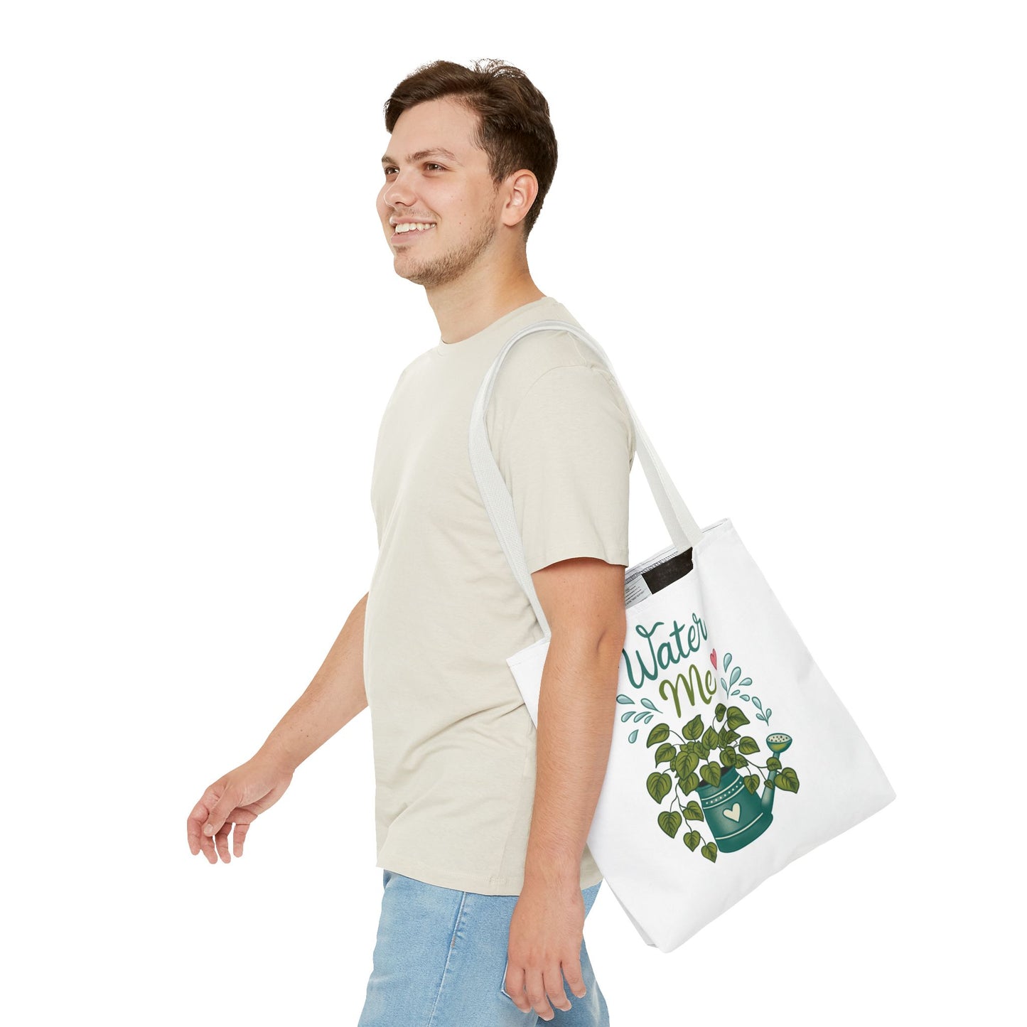Water Me Plant Tote Bag — Cute Watering Can & Houseplant Eco Grocery Bag