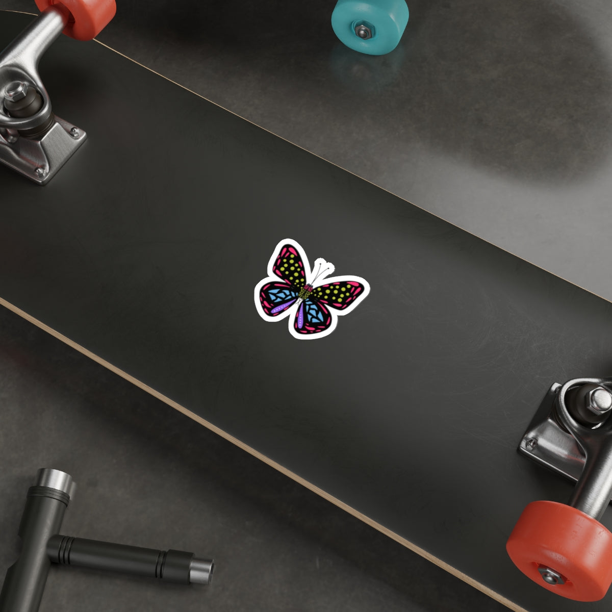Stained Glass Style Butterfly Die Cut Sticker