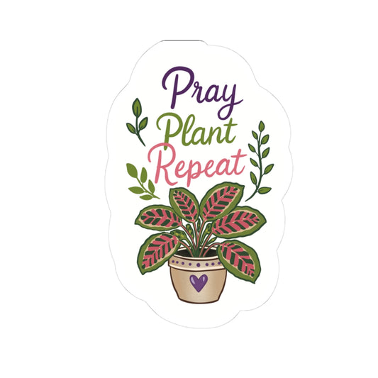 Pray Plant Repeat Sticker - Floral Potted Plant Kiss-Cut Vinyl Sticker