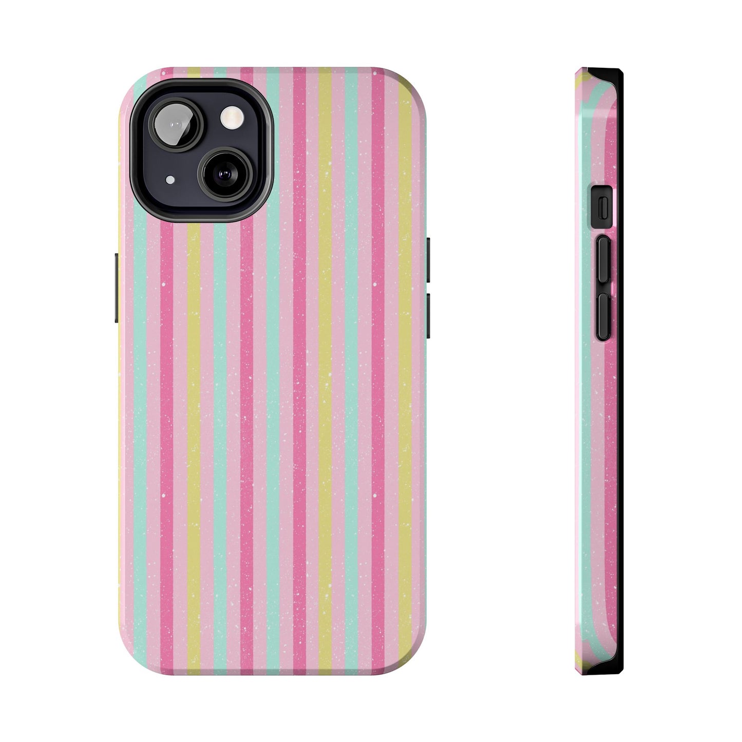 Pastel Christmas Stripes on Pink Tough Phone Cases