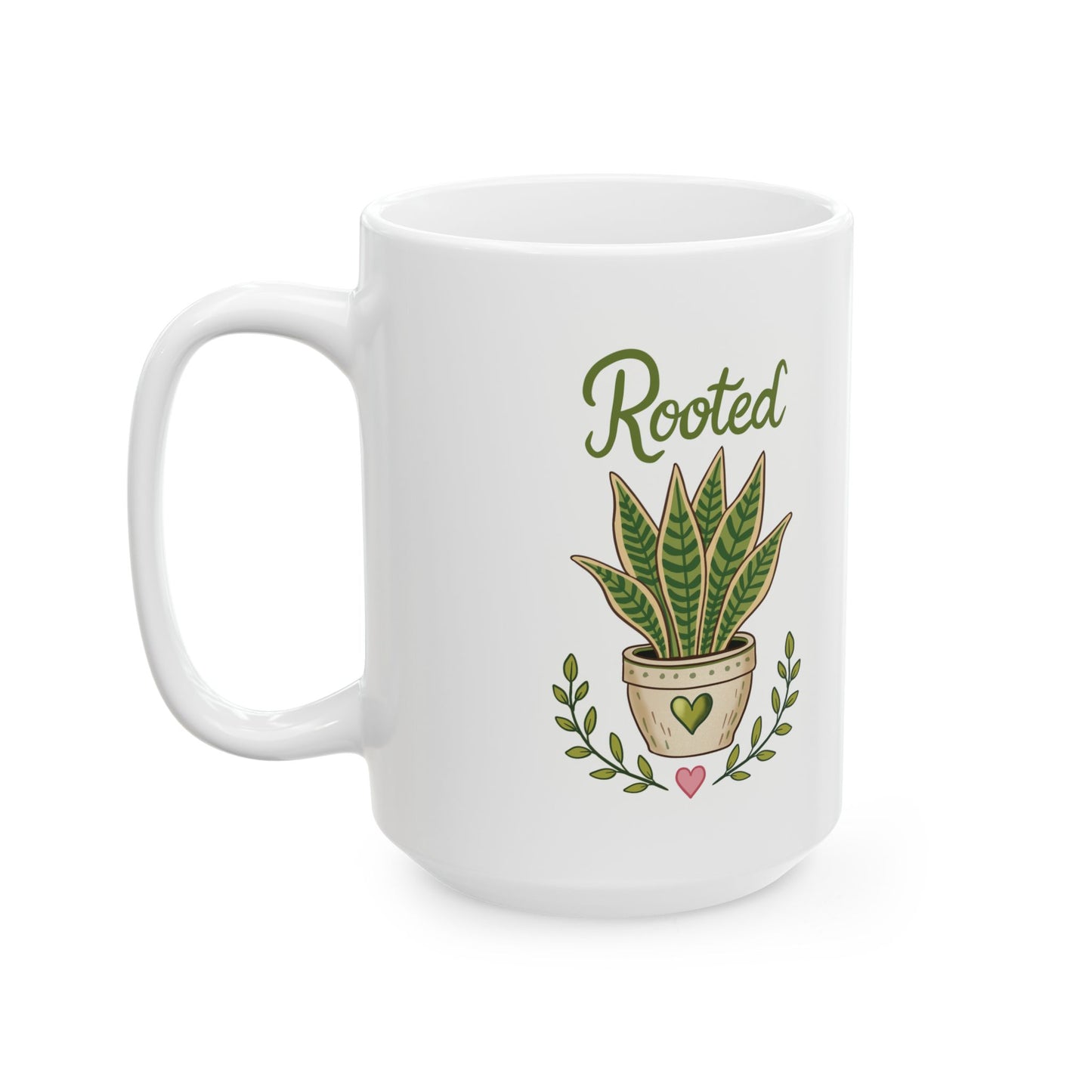 Plant Lover Ceramic Mug – 'Rooted' Potted Succulent Coffee Cup (11oz & 15oz)