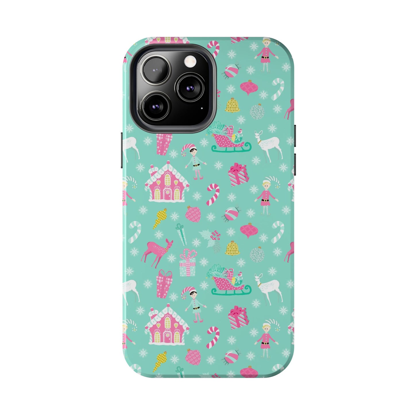 Pastel Christmas on Turquoise Tough Phone Cases