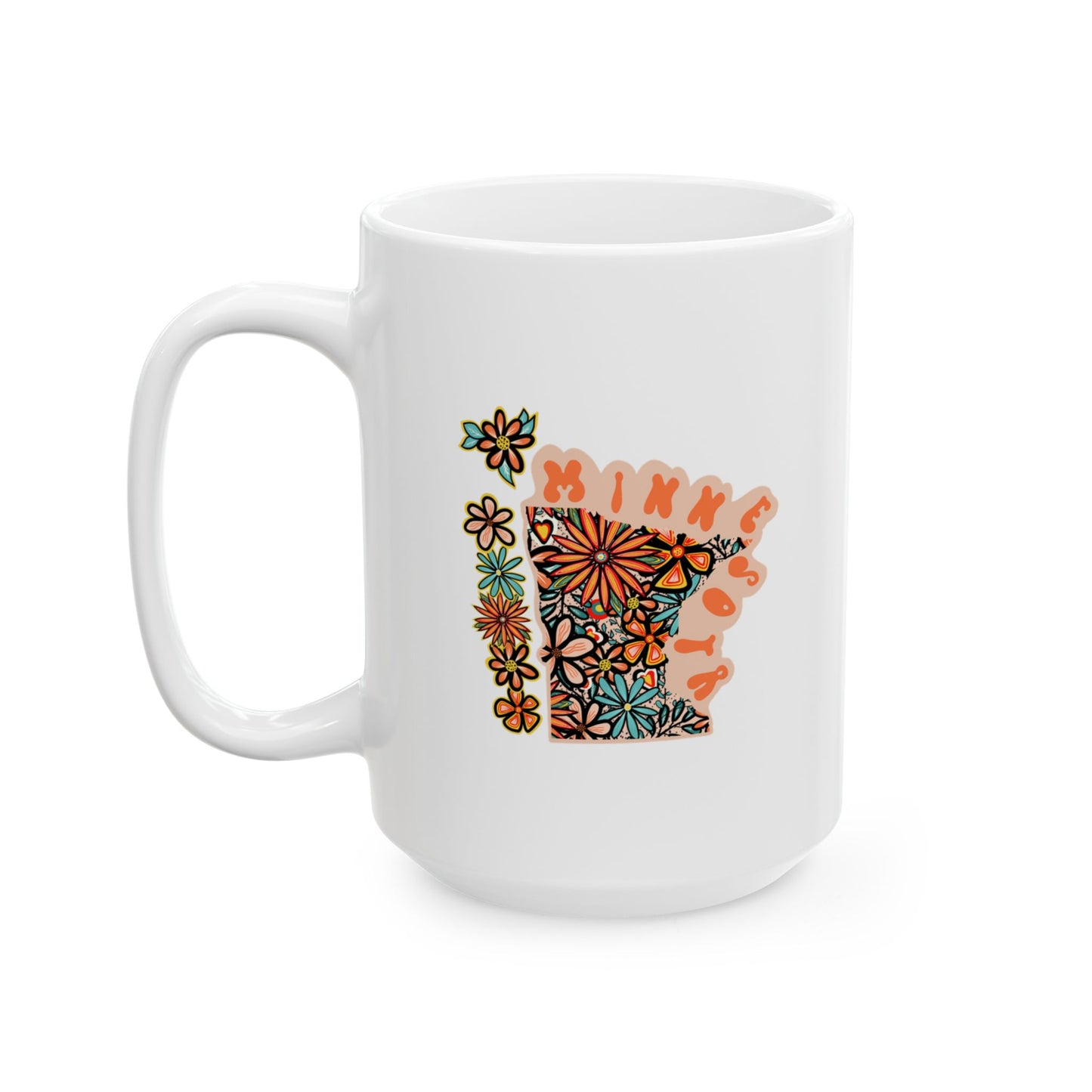 Retro 70s Flowers Minnesota Ceramic Mug 11 oz and 15 oz