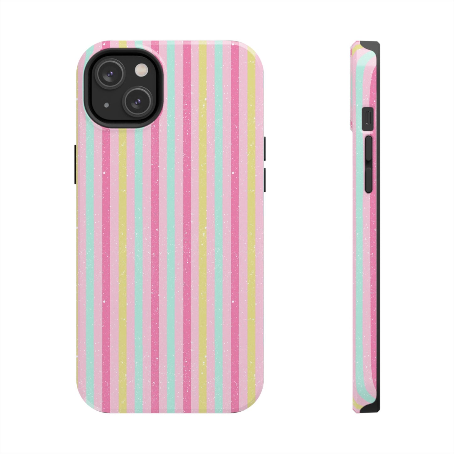 Pastel Christmas Stripes on Pink Tough Phone Cases