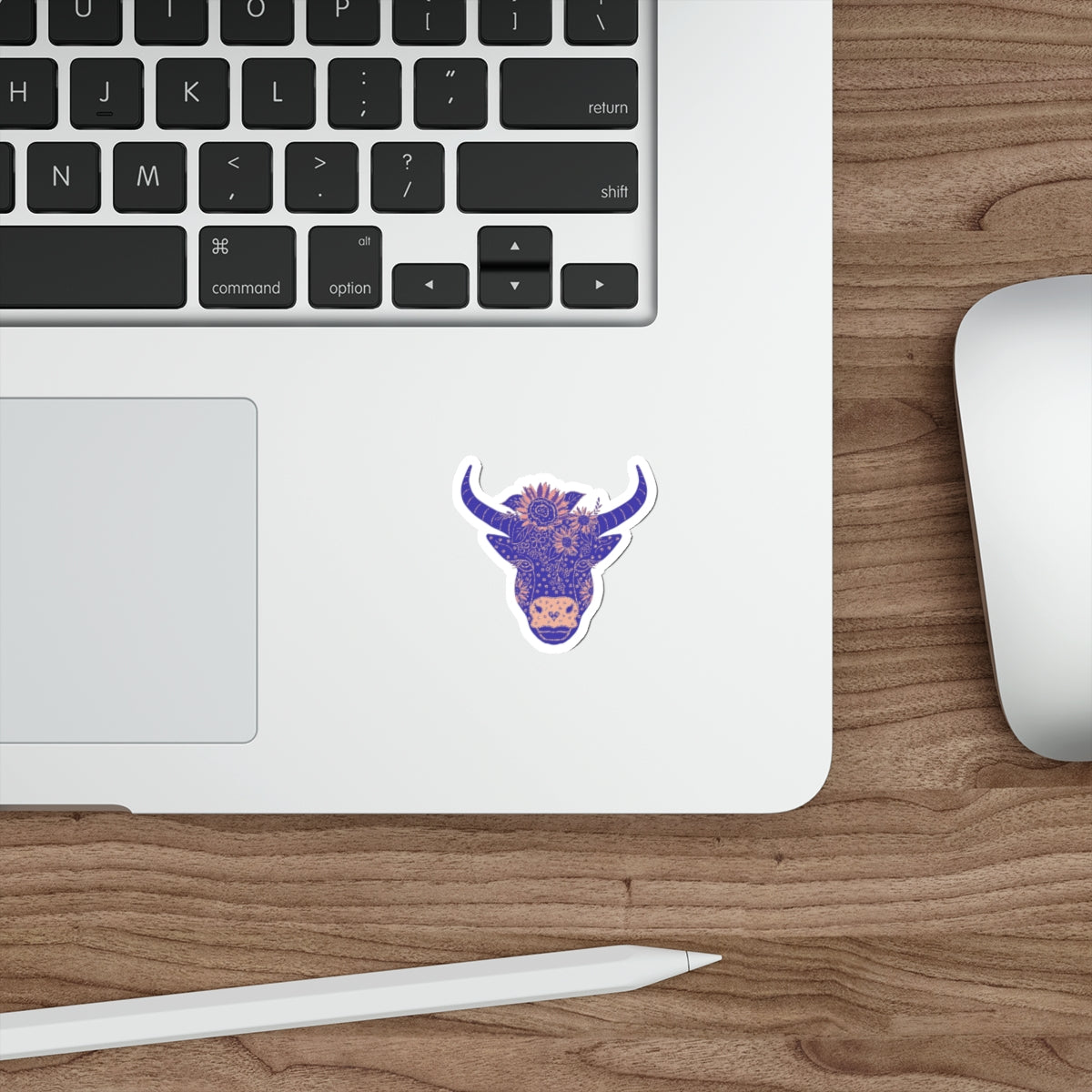 Floral Cow Teri Die-Cut Sticker