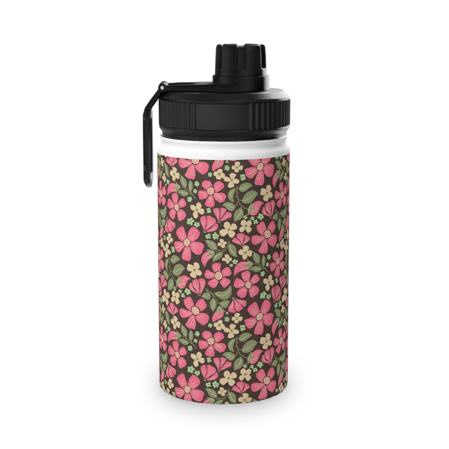 Wild Rose Meadow Water Bottle – Stainless Steel Sports Lid