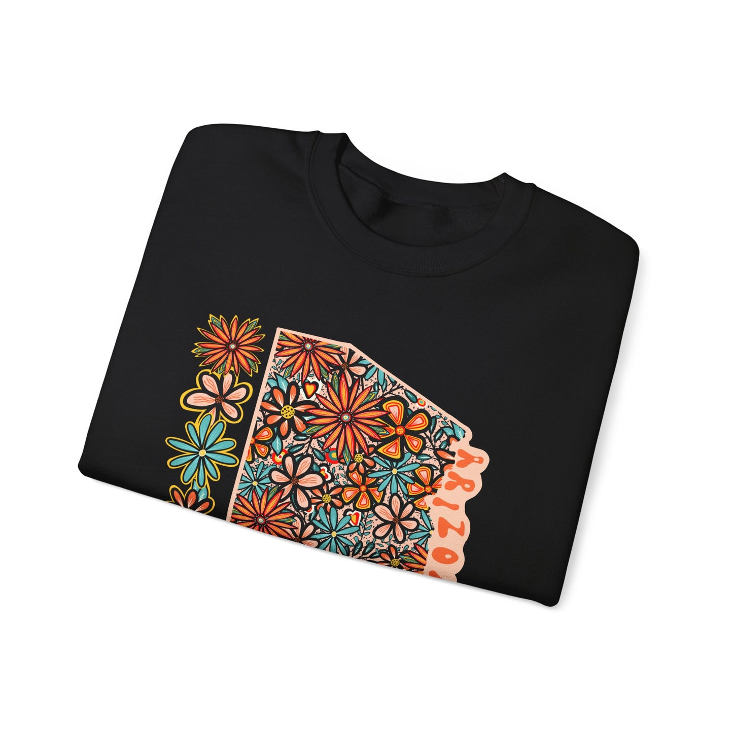 Retro 70s Flowers Arizona State Design — Heavy Blend™ Crewneck Sweatshirt