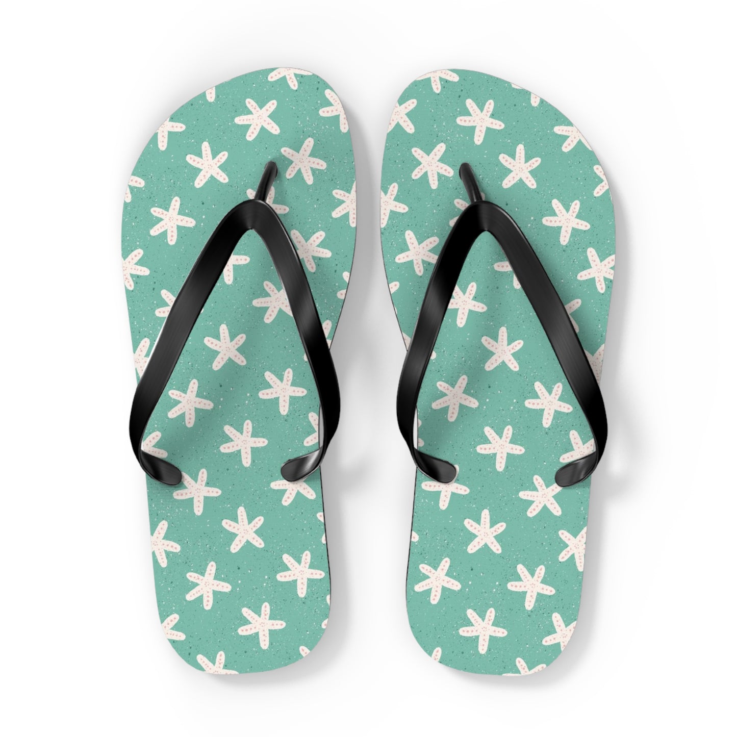 Starfish on Sea Green Flip Flops