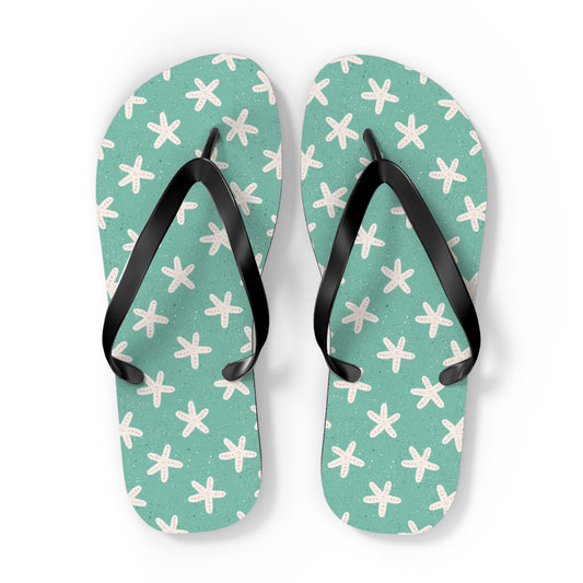 Starfish on Sea Green Flip Flops