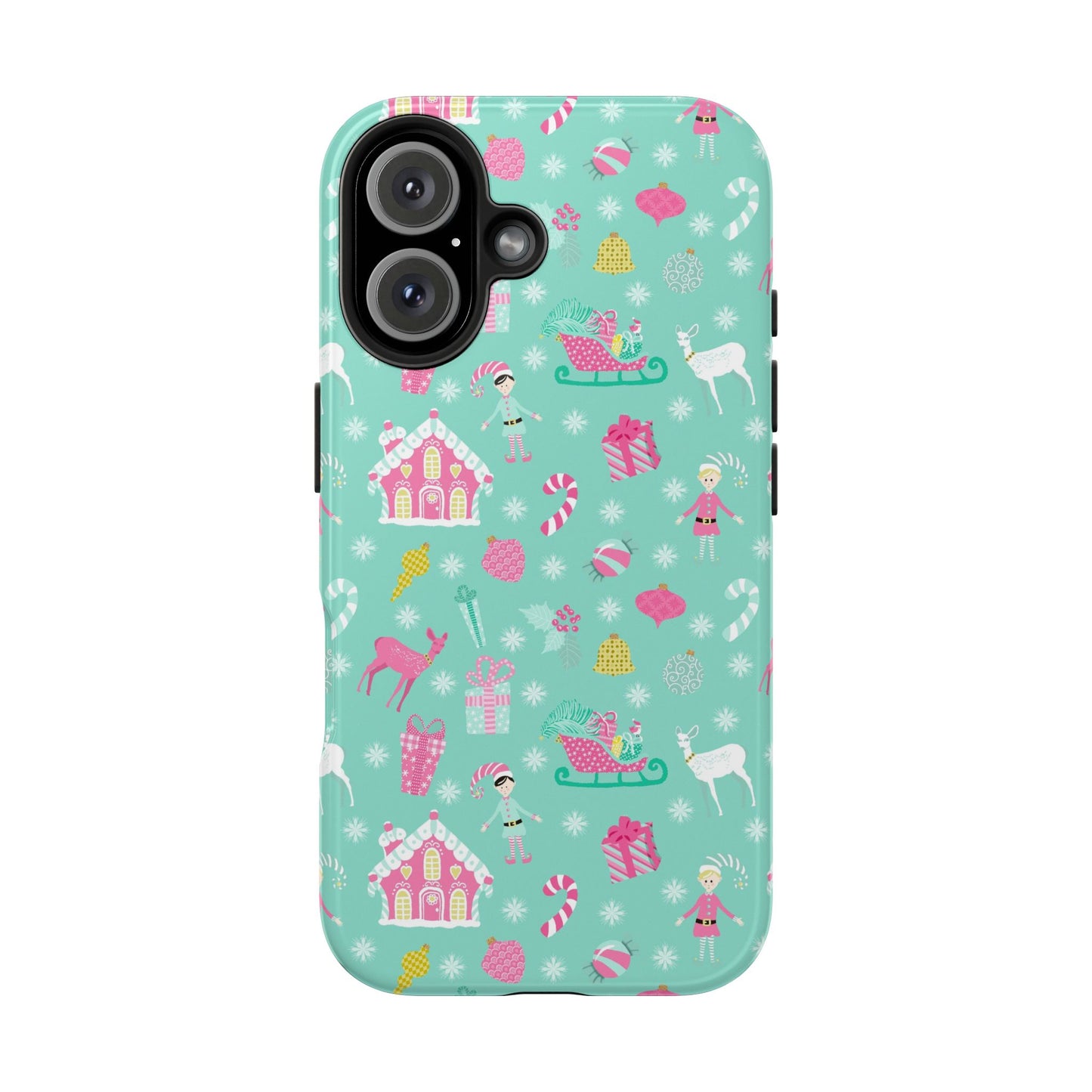 Pastel Christmas on Turquoise Tough Phone Cases