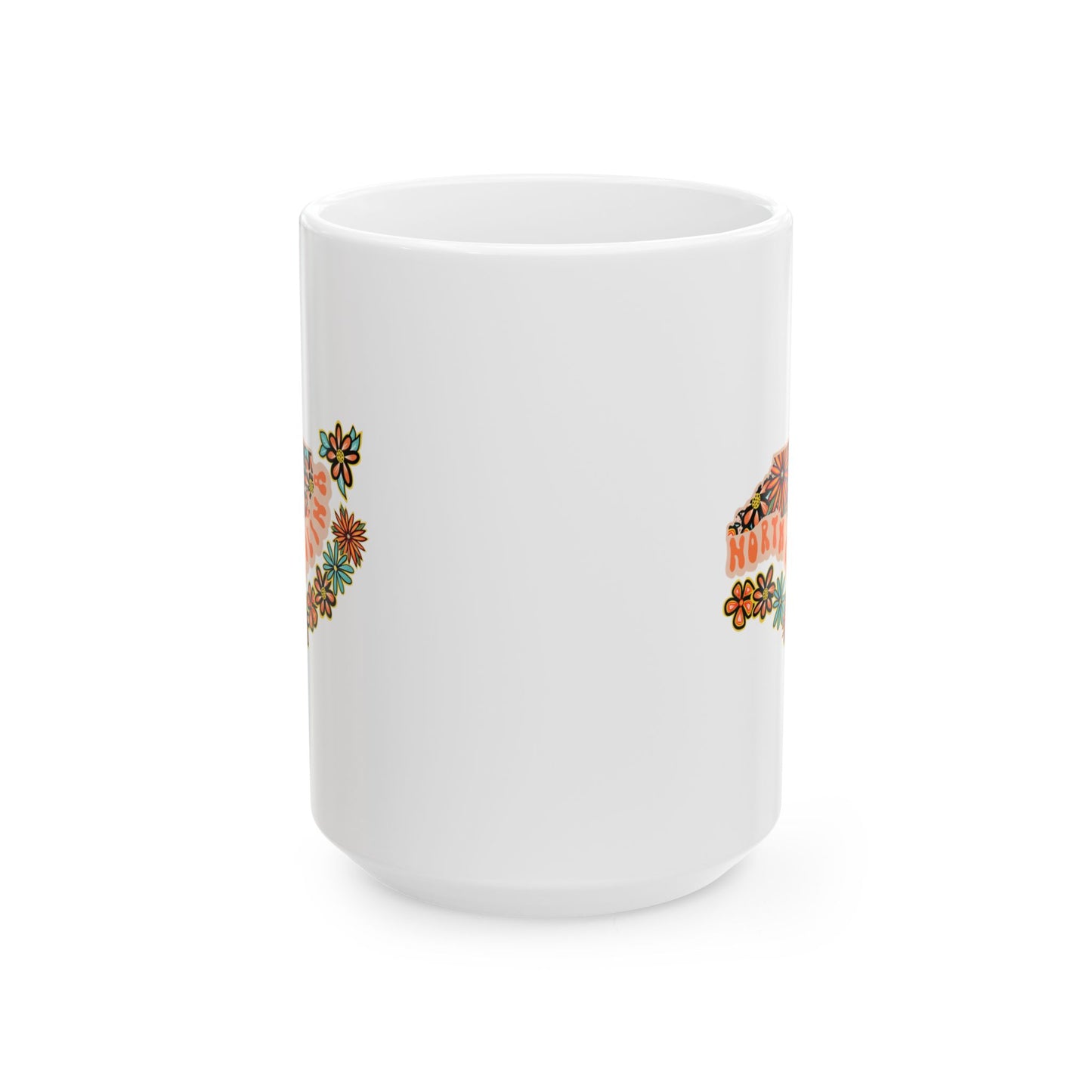 Retro 70s Flowers North Carolina Ceramic Mug 11 oz and 15 oz