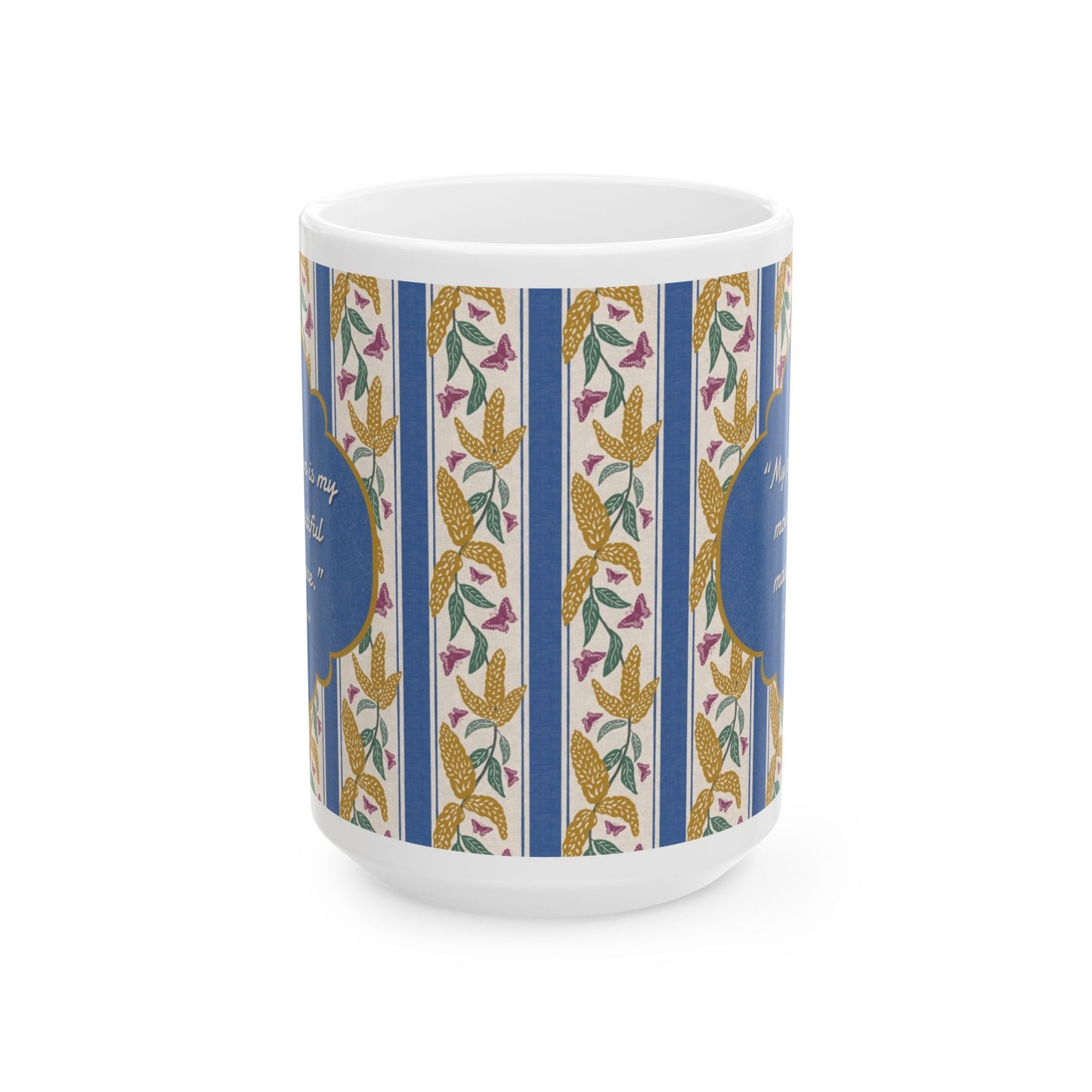 Goldenrod and Butterflies with Monet Quote Ceramic Mug 11oz & 15oz