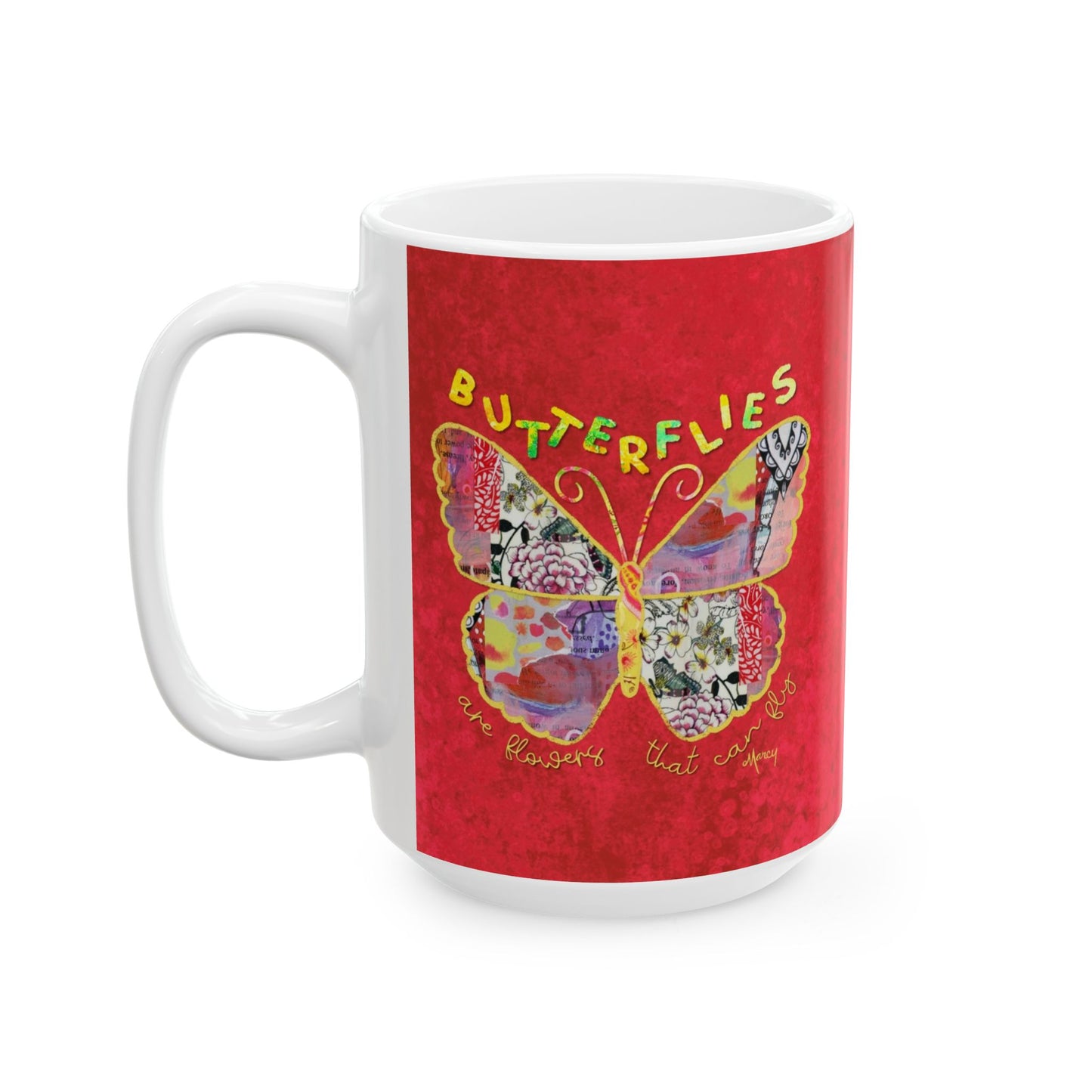 Boho Butterfly Collage Ceramic Mug 11oz & 15oz