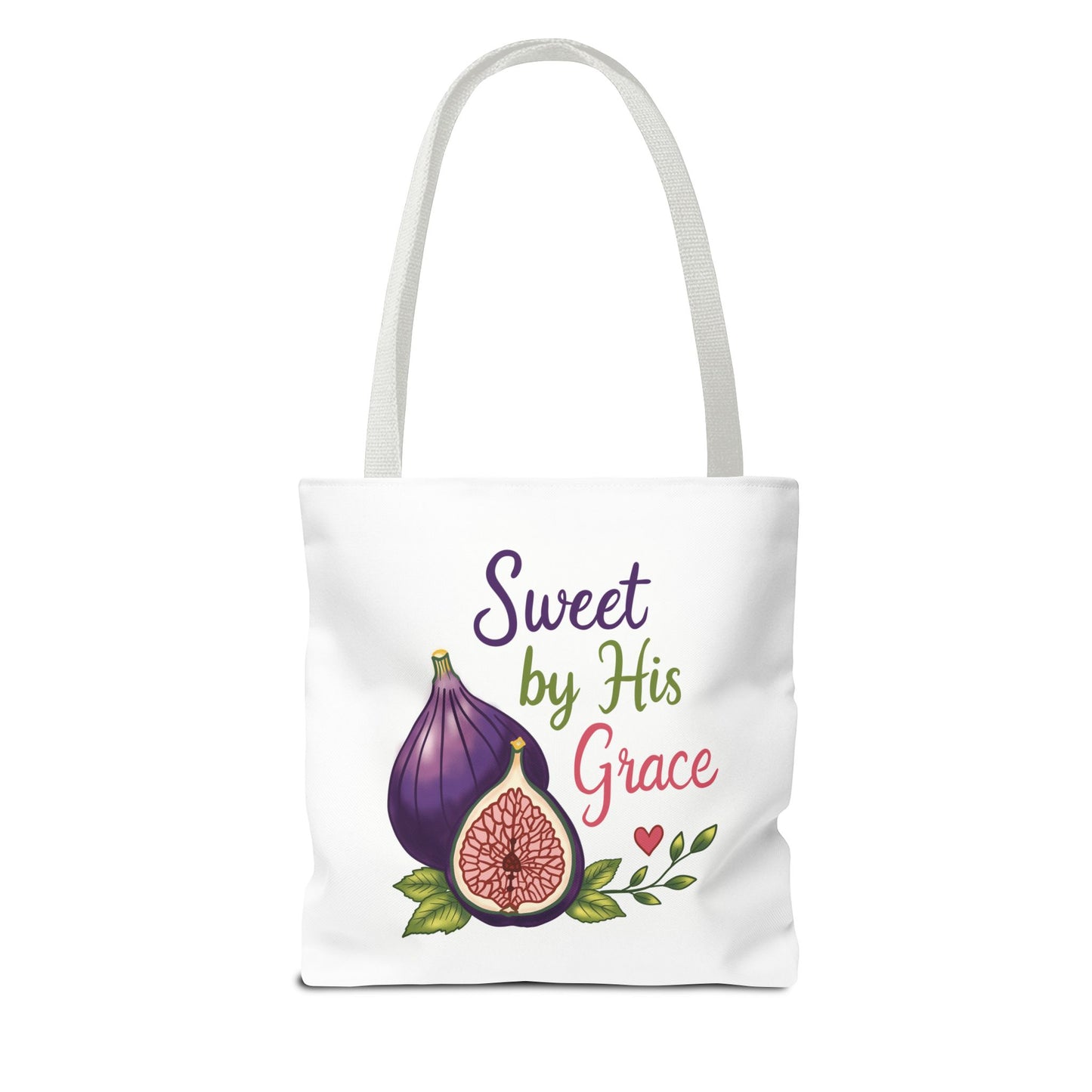 Sweet by His Grace Tote Bag — Faith-Inspired Fig Illustration