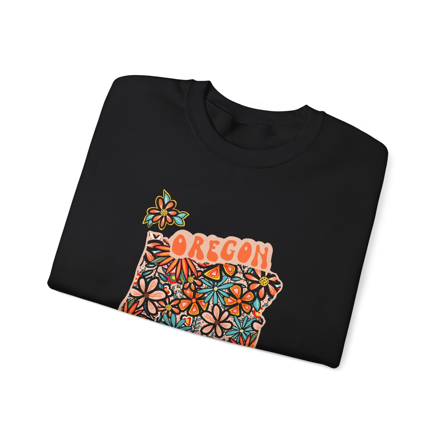 Retro 70s Flowers Oregon State Design — Heavy Blend™ Crewneck Sweatshirt