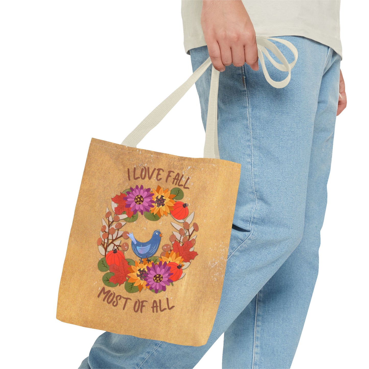 I Love Fall Most of All Autumn Wreath Collage Tote Bag