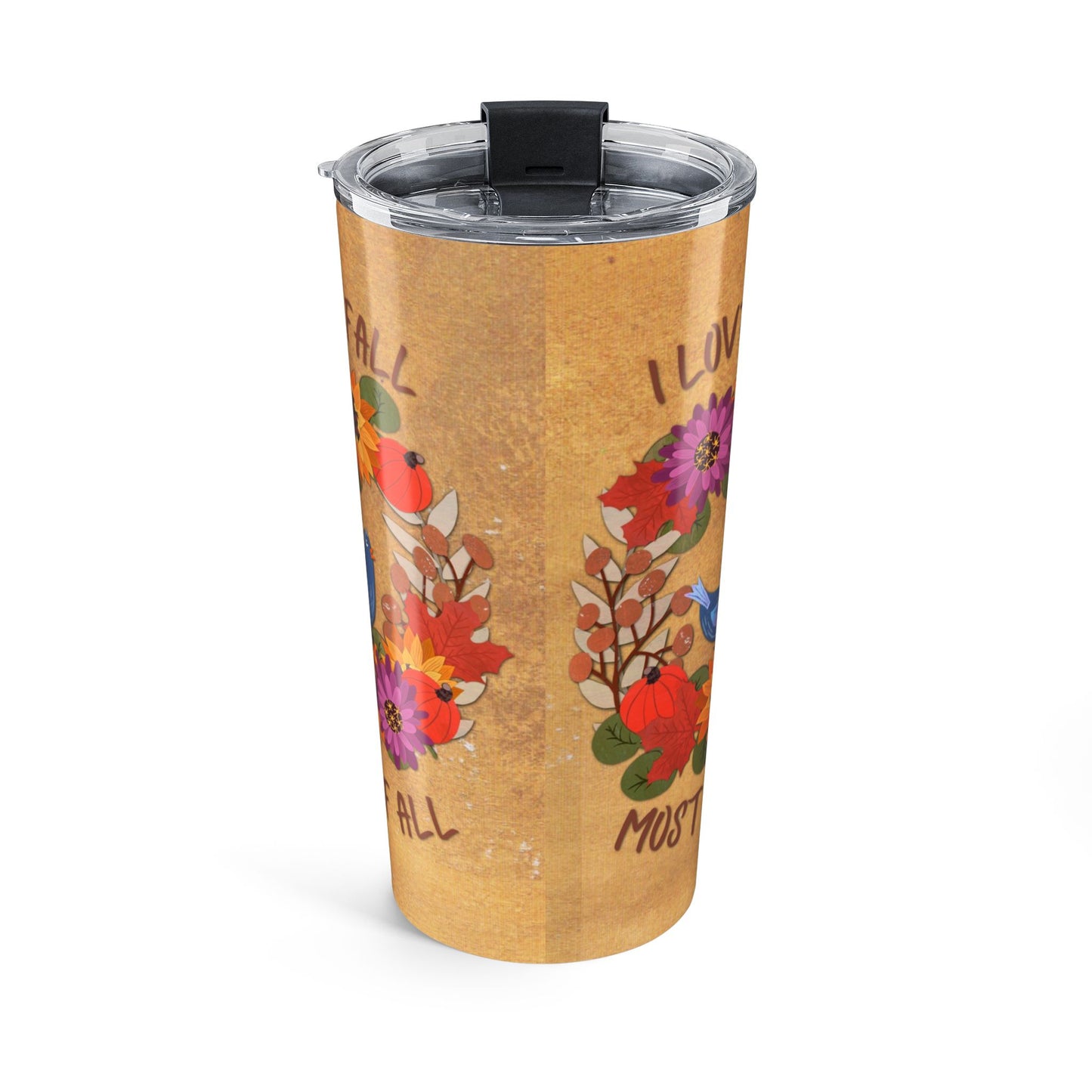 I Love Fall Most of All Autumn Wreath Collage Tumbler