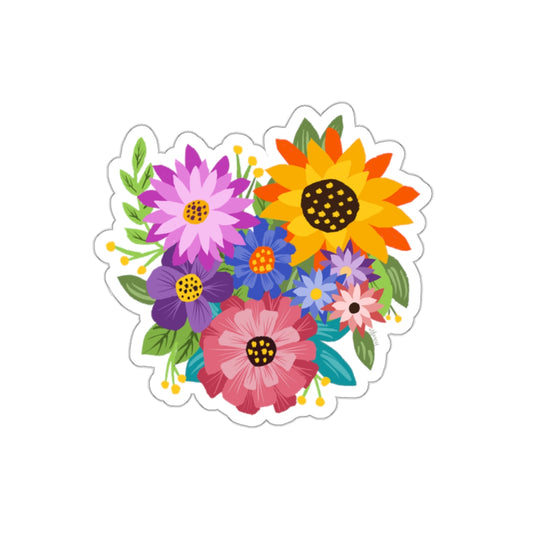 Heart-Shaped Flower Bouquet Die Cut Sticker