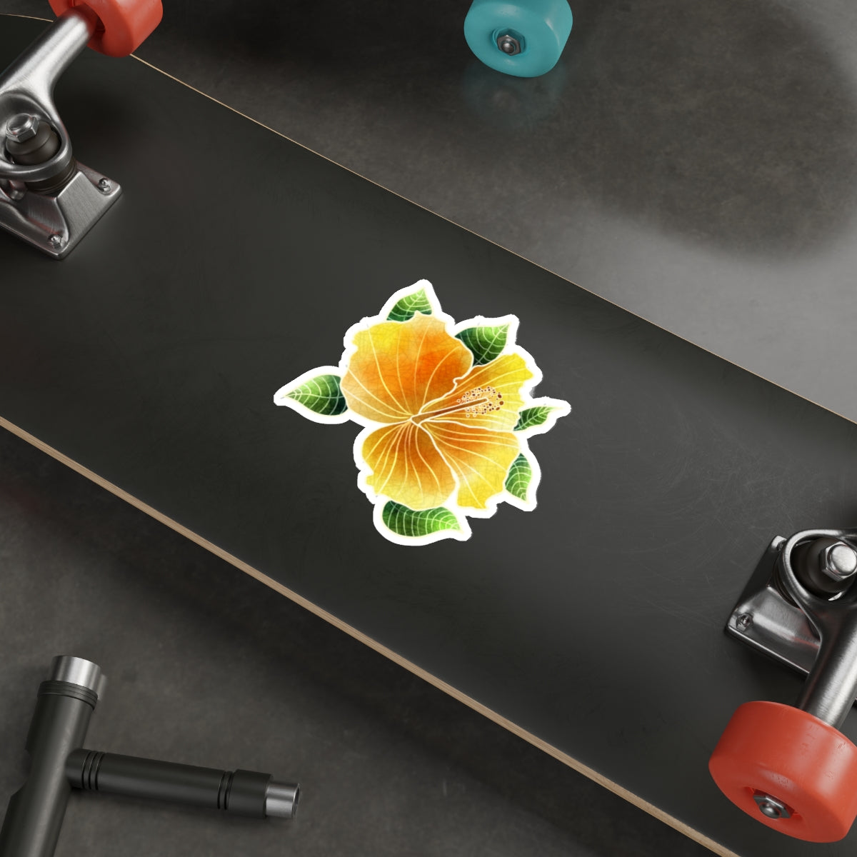 Yellow Hibiscus Die-Cut Stickers