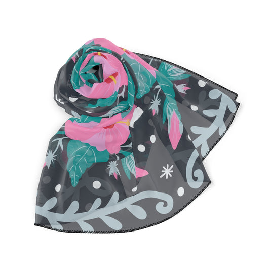 Rosy Blooms: Pink Hibiscus Scarf