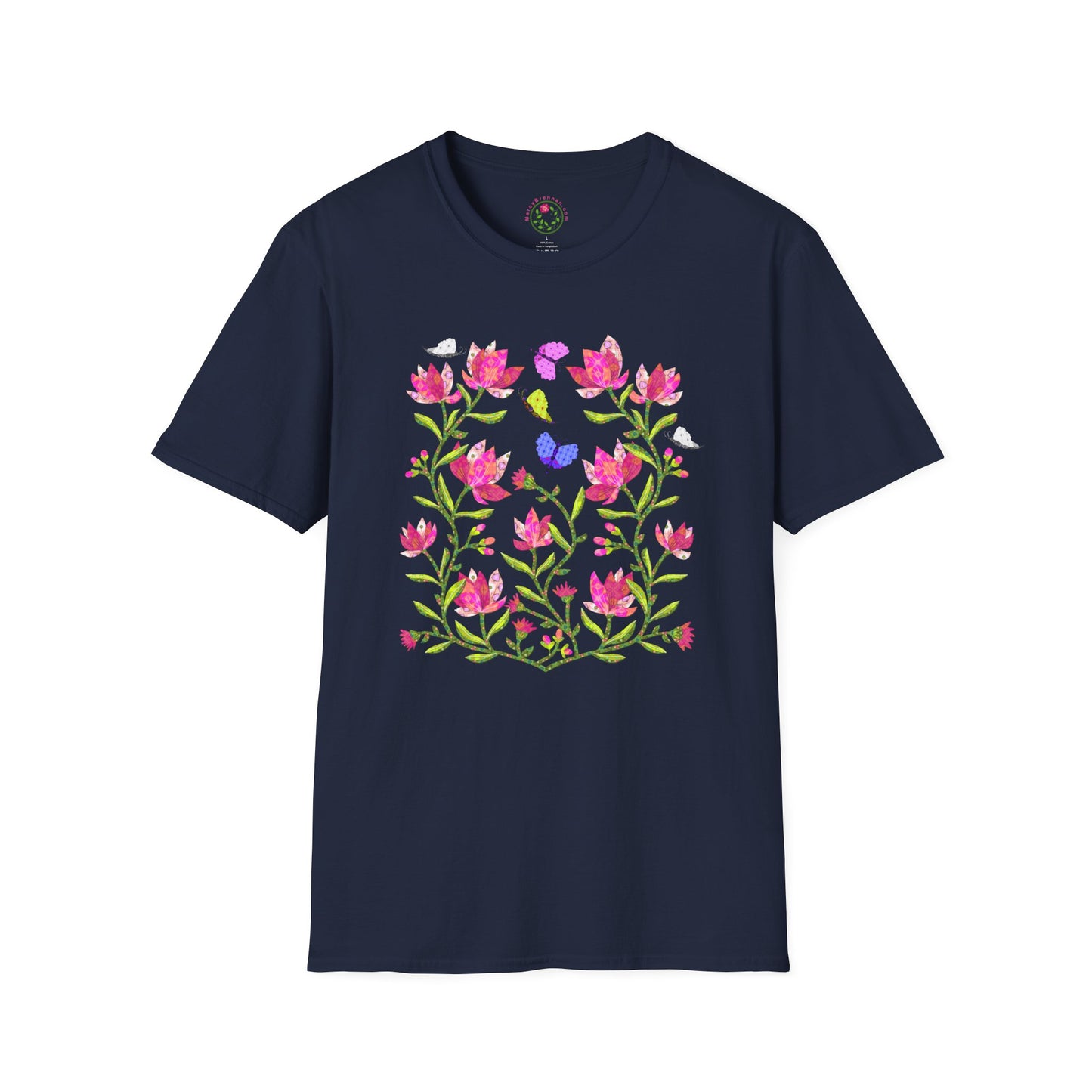 Pink Magnolias and Butterflies Collage Softstyle T-Shirt