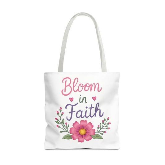 Bloom in Faith Floral Tote Bag — Inspirational Scripture Gift