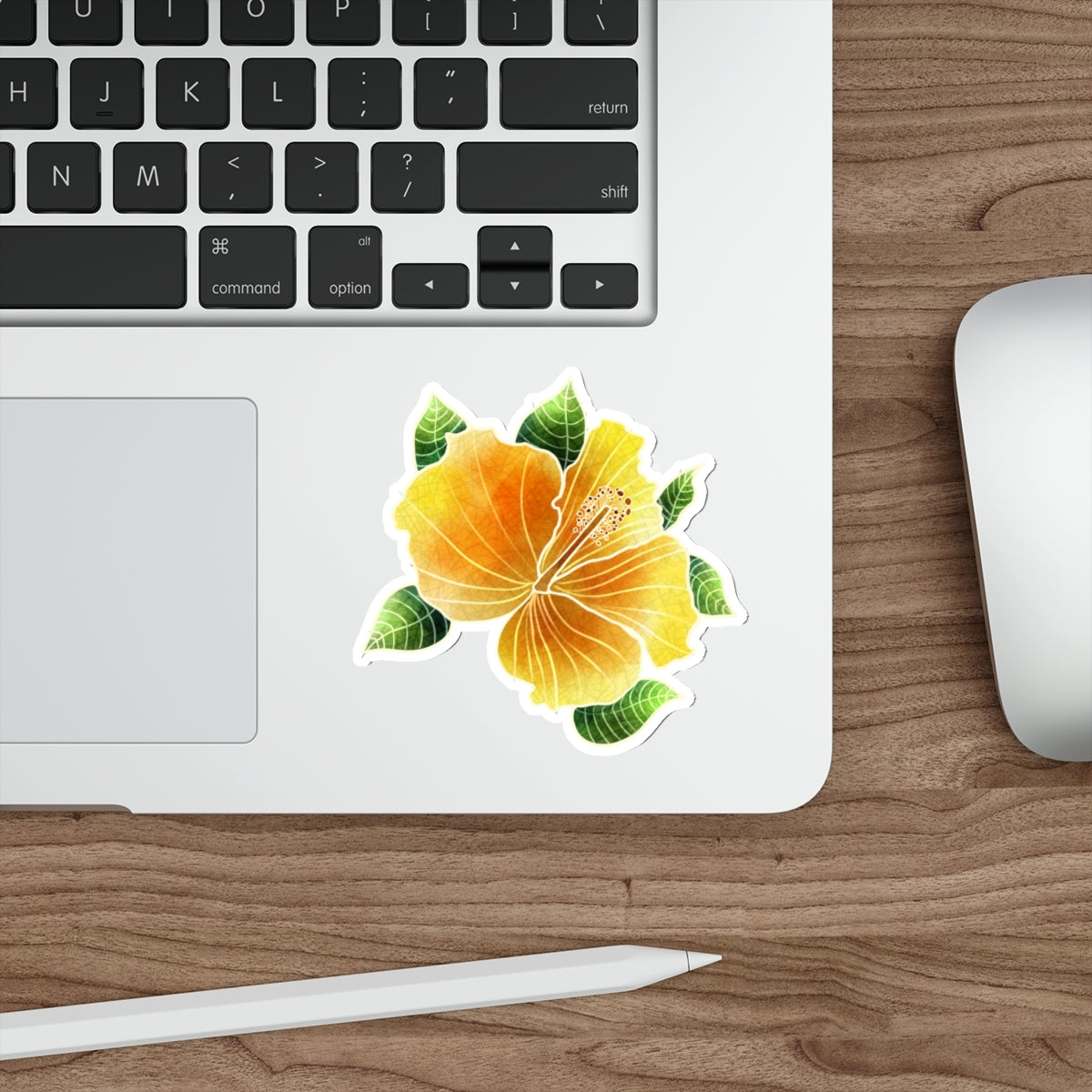 Yellow Hibiscus Die-Cut Stickers