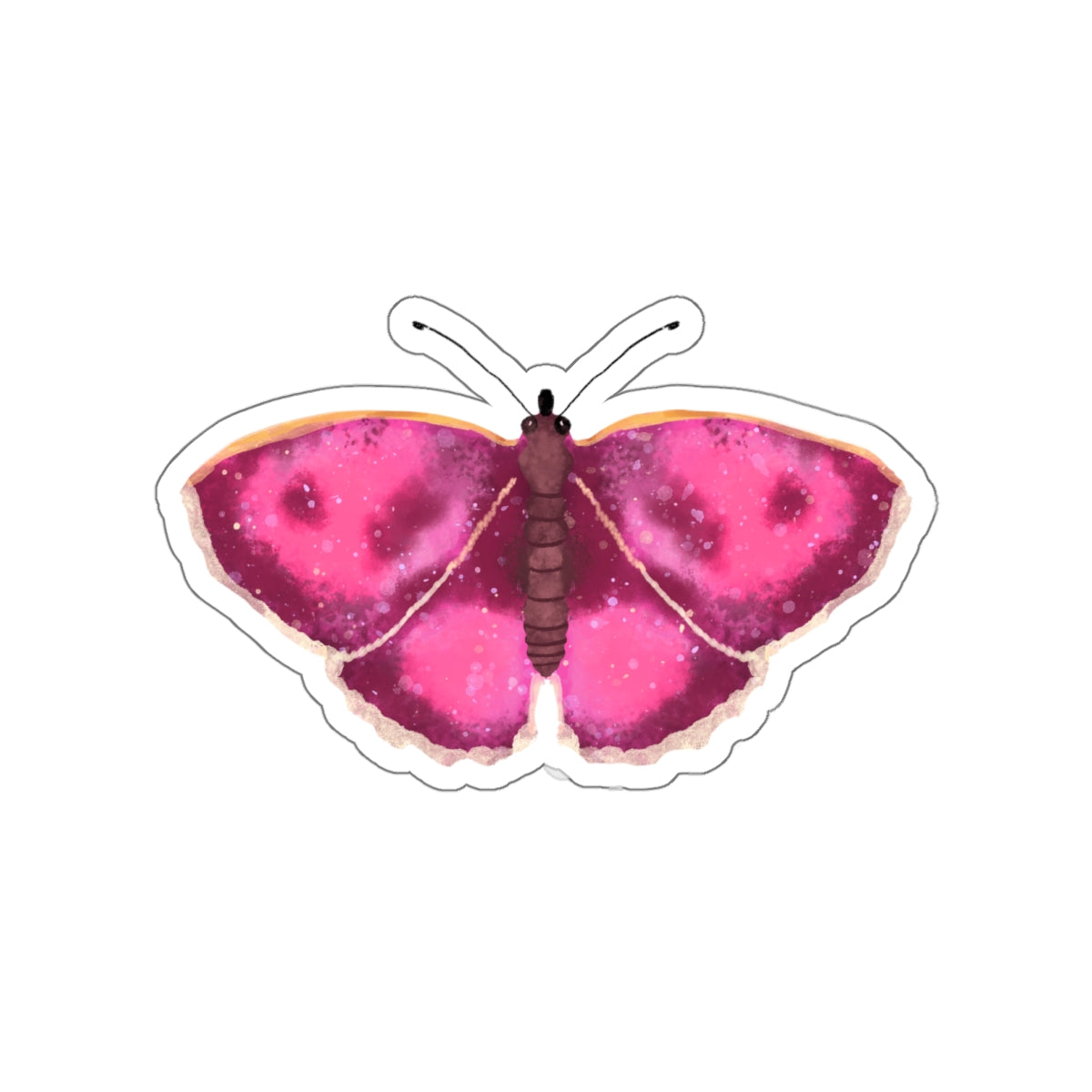 Watercolor Moth in Pink Die Cut Sticker