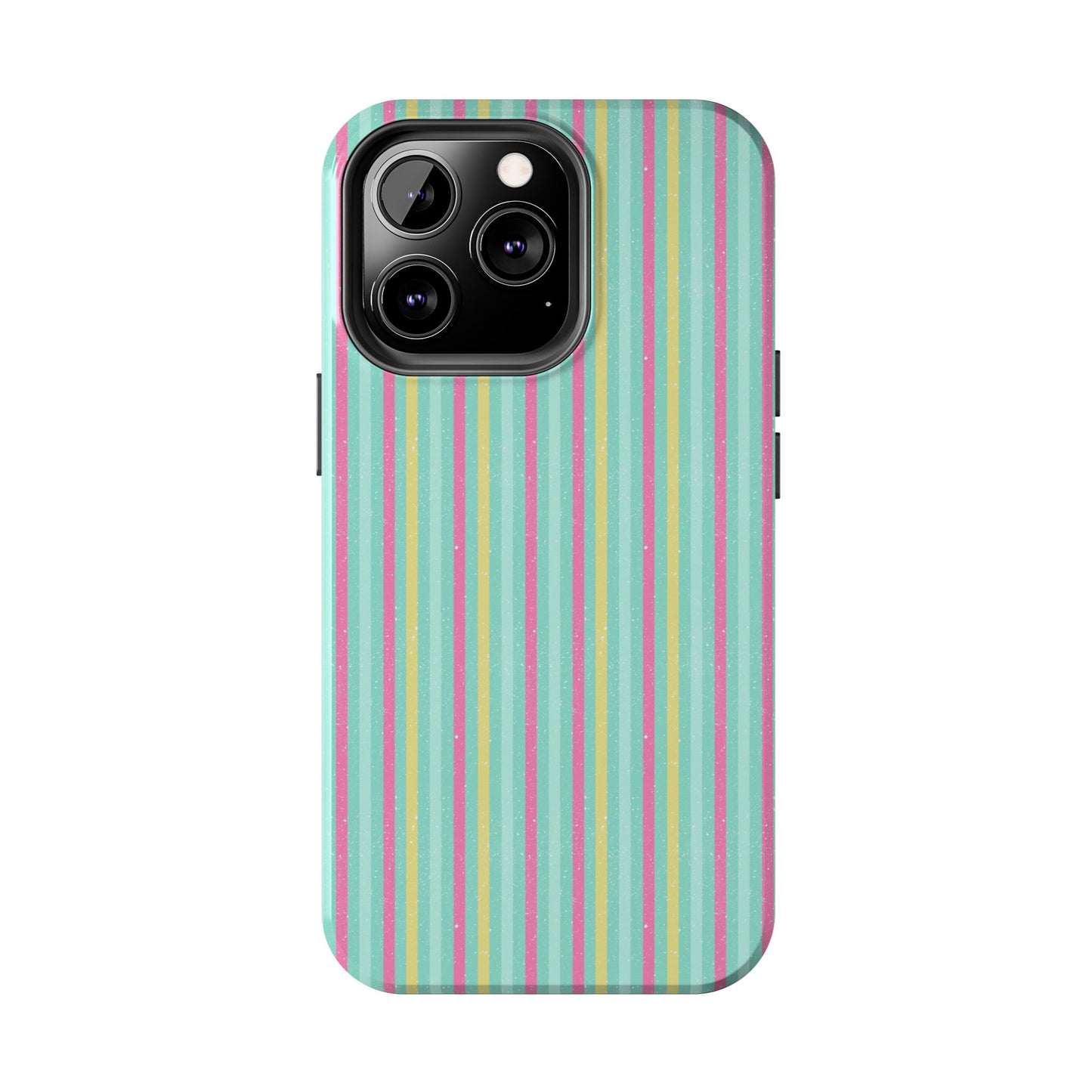 Pastel Christmas Stripes on Turquoise Tough Phone Cases