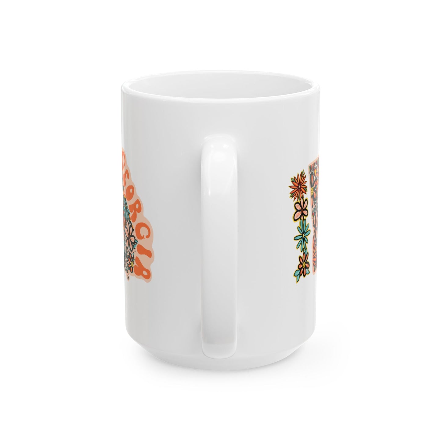 Retro 70s Flowers Georgia Ceramic Mug 11 oz and 15 oz