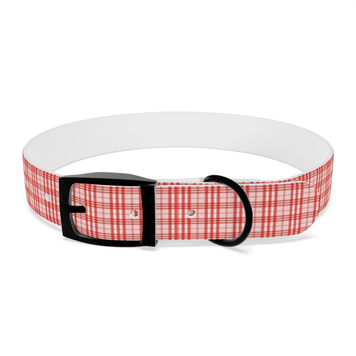 Red and White Plaid Dog Collar