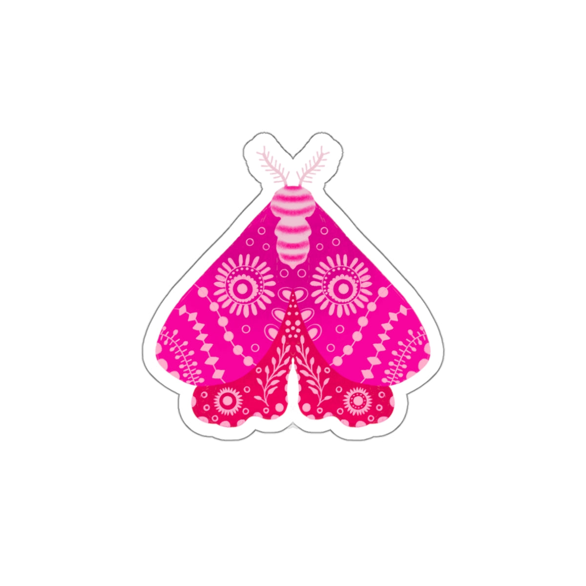 Folk Art Moth in Pink Die Cut Sticker