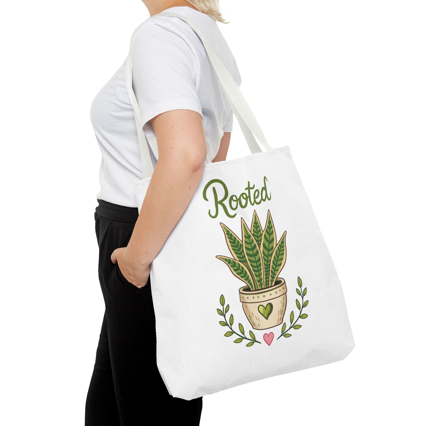 Rooted Plant Tote Bag – Cute Sansevieria Potted Plant Illustration