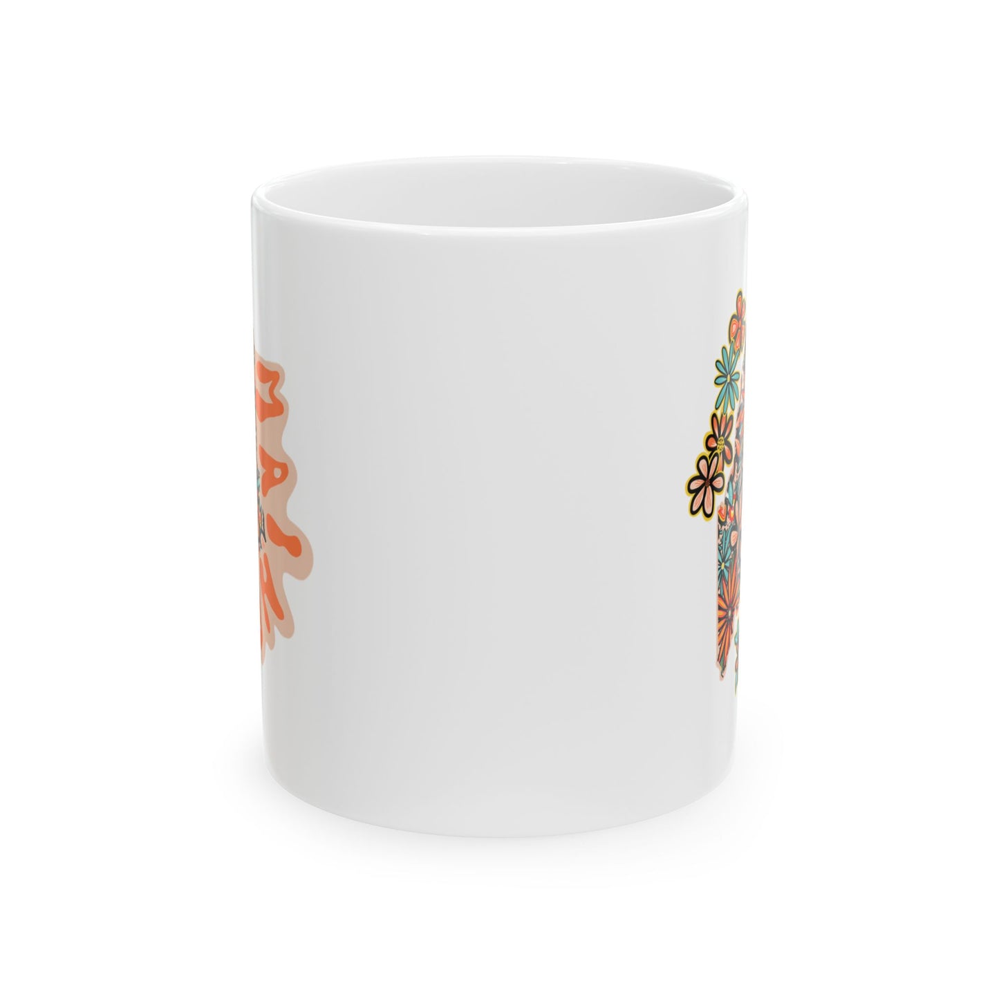 Retro 70s Flowers Maine Ceramic Mug 11 oz and 15 oz