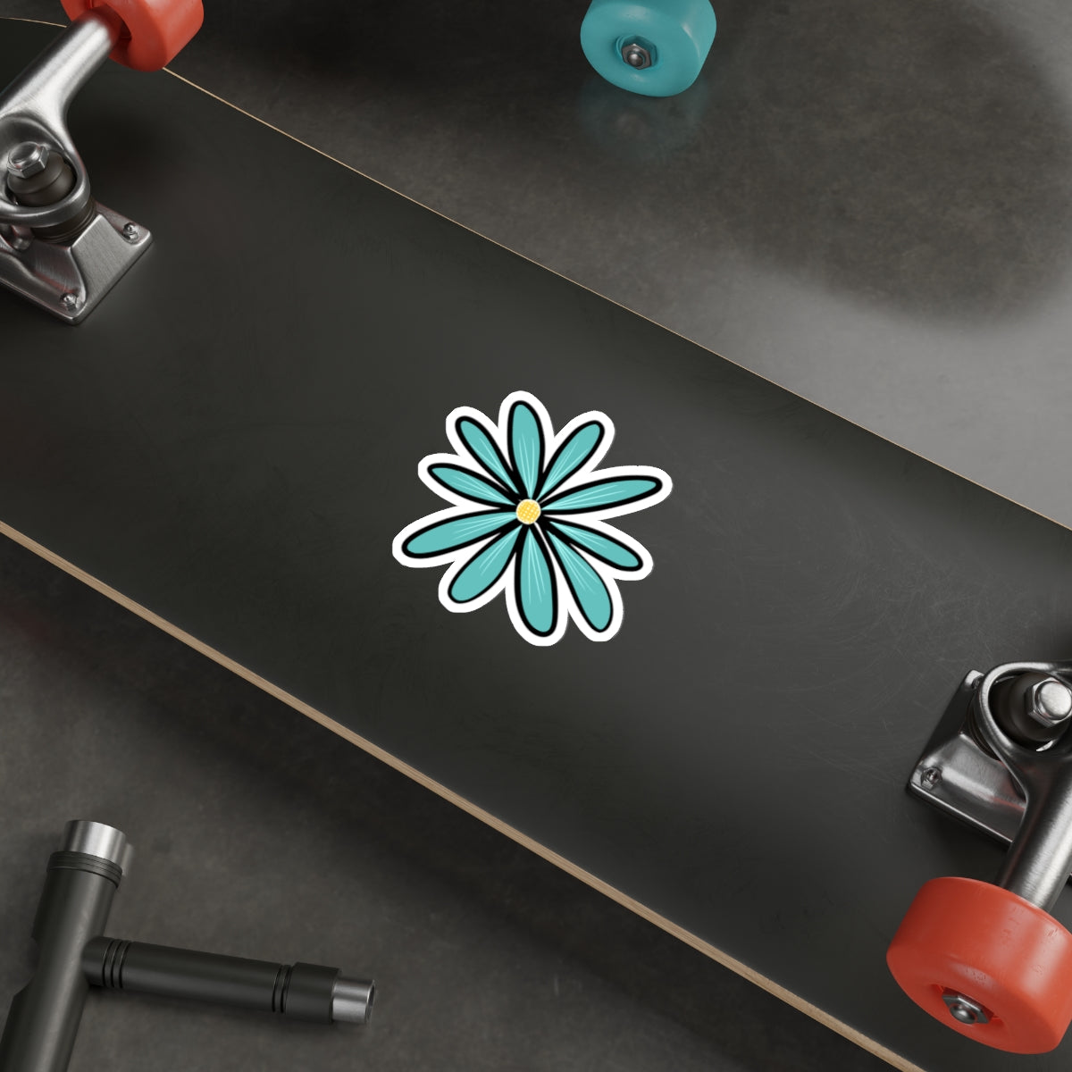 70s Groove Turquoise Daisy Die Cut Sticker